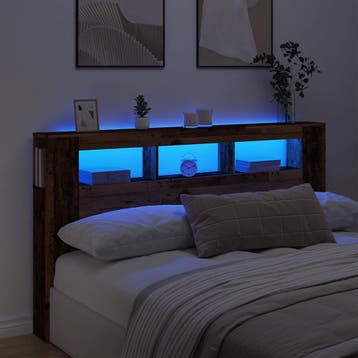 vidaXL Hoofdeinde met LED 180x18,5x103,5 cm bewerkt hout oud, Verzenden, Nieuw