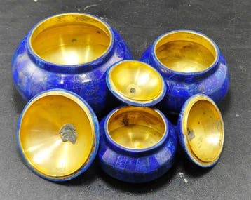 Lapis Lazuli-edelsteen Pots - Hoogte: 121 mm - Breedte: 116