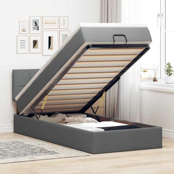 vidaXL Bed poef met matras en LEDs stof 80x200 cm, Verzenden