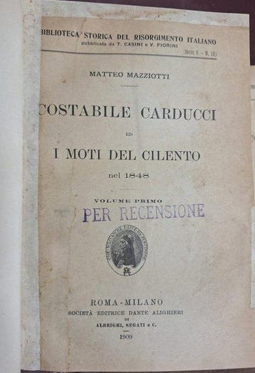 Matteo Mazziotti - Costabile Carducci ed I moti del Cilento