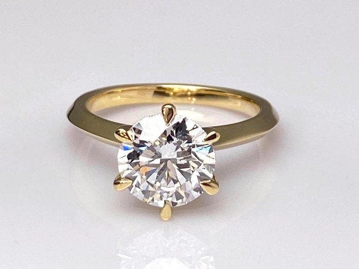 Ring - 14 karaat Geel goud - 2.50ct. tw. Diamant (Lab-grown), Handtassen en Accessoires, Ringen
