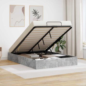 vidaXL Ottoman Bedframe Beton Grijs 140 x 200 cm, Verzenden