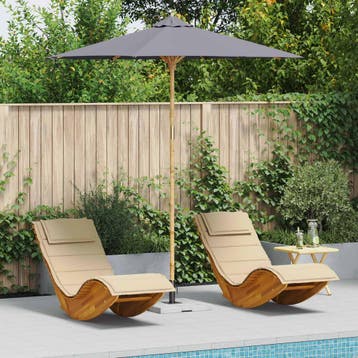 vidaXL Tuinparasol Ø 240 x 260 cm Bamboe Rond Donkergrijs, Verzenden, Nieuw