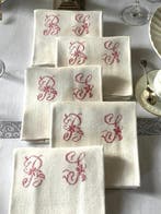 5/6 uit de vroege 20e eeuw damast linnen servetten, met de