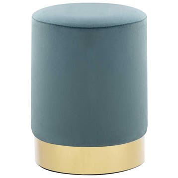 vidaXL Kruk fluweel 28 x 36 cm lichtblauw en goudkleurig, Verzenden
