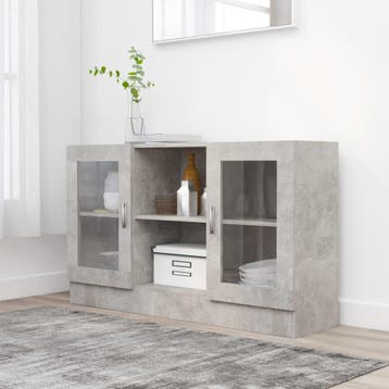 vidaXL Vitrinekast 120x30,5x70 cm bewerkt hout betongrijs, Verzenden, Nieuw