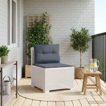 vidaXL Eén-zits Tuin Sofa met Kussens Rieten Look PP Wit, Verzenden, Nieuw