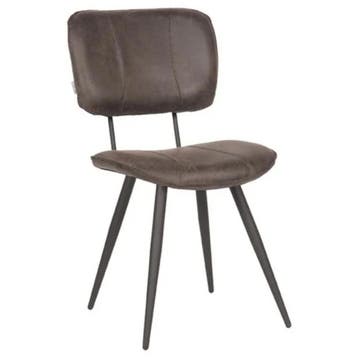 Stoel | Leer/Metaal | Antraciet | Zwart Frame | Indoor |, Verzenden, Nieuw in verpakking