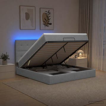 vidaXL Ottomaanse Bed met Matras en LED Lichtgrijs 160 x 200, Verzenden, Nieuw