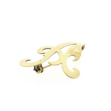 Gouden broche van de letter L, Handtassen en Accessoires, Broches, Ophalen of Verzenden, Gebruikt, Goud, Goud