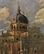 École Espagnole (XX) - La Cathédrale de La Almudena à Madrid