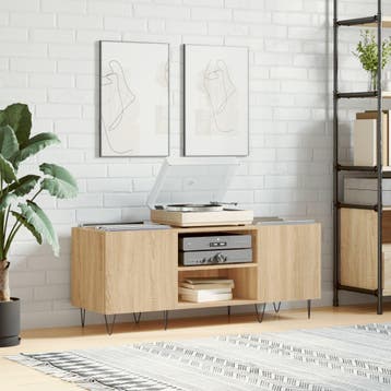 vidaXL Platenkast 121x38x48 cm bewerkt hout sonoma, Huis en Inrichting, Woonaccessoires | Cd- en Dvd-rekken, Verzenden, Nieuw