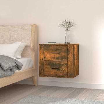 vidaXL Nachtkastje wandgemonteerd 50x36x47 cm gerookt, Verzenden, Nieuw