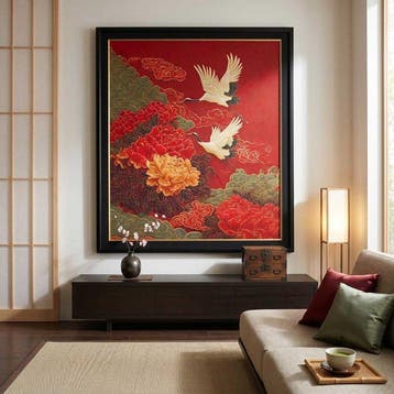 Paneel - AA209 - Paneel van decoratieve stof “Reigers en