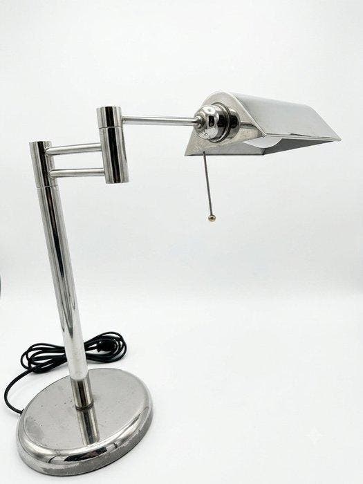 Tafellamp - IJzer, Verchroomd - Lamp van de bankier/notaris, Antiek en Kunst, Antiek | Verlichting