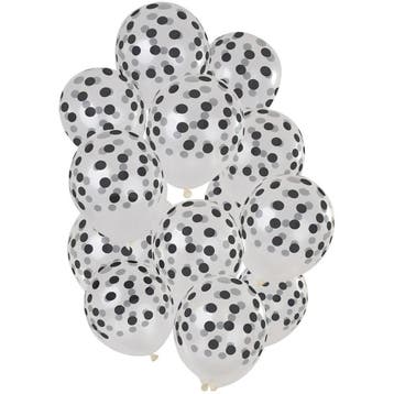 Ballonnen Stippen Zwart 30cm 15st, Hobby en Vrije tijd, Feestartikelen, Verzenden, Nieuw