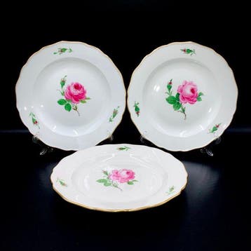 Meissen - Exquisite Set of 6 Dinner Plates - Red Rose