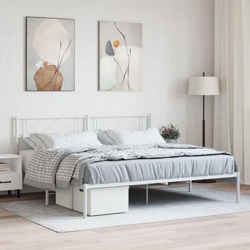 vidaXL Bedframe met hoofdbord metaal wit 200x200 cm, Verzenden