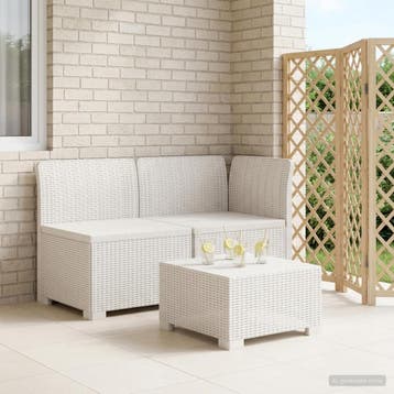 vidaXL Twee-zits Tuin Sofa Rieten Look PP Wit, Verzenden, Nieuw