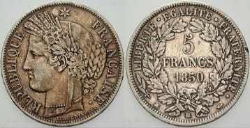 5 Francs 1850 Bb Frankreich Zweite Republik 1848-1852, Verzenden