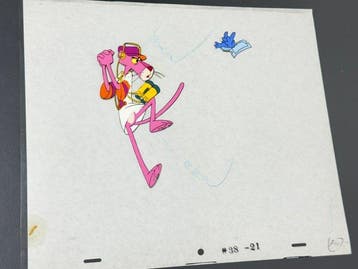 Friz Freleng - Originele animatiecel en tekening van De Roze