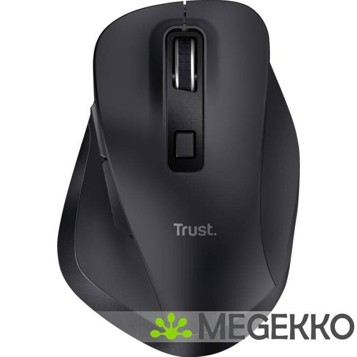 Trust Fyda Draadloze Ergonomische Zwarte Muis, Computers en Software, Muizen, Nieuw, Verzenden
