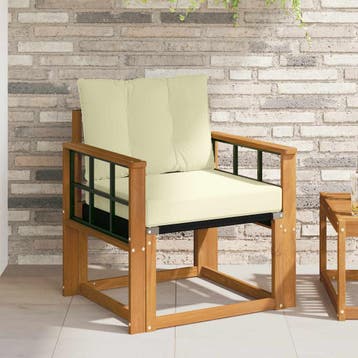 vidaXL Buitensofa Massief Acacia Hout Natuurlijk en Crème, Verzenden, Nieuw