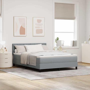 vidaXL Boxspring bed met matras met LED Lichtgrijs 140 x 200, Verzenden, Nieuw