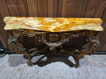 Sierlijke wandtafel met marmeren blad, Jardin & Terrasse