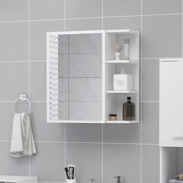 vidaXL Badkamerspiegelkast 62,5x20,5x64 cm bewerkt hout wit, Verzenden, Nieuw