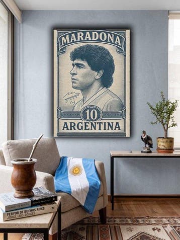 daveY - Opera dArte Vintage Maradona Francobollo Storico, Nieuw
