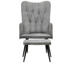 Grijze Fauteuil + Voetenbank | Retour Deal | Direct Kopen, Verzenden, Nieuw