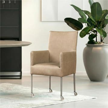 Set van 8 Leren eetkamerstoelen Spark - Rancho Stone, Ophalen of Verzenden