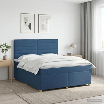 vidaXL Boxspringbed met matras met hoofdeinde Blauw 160 x, Verzenden, Nieuw