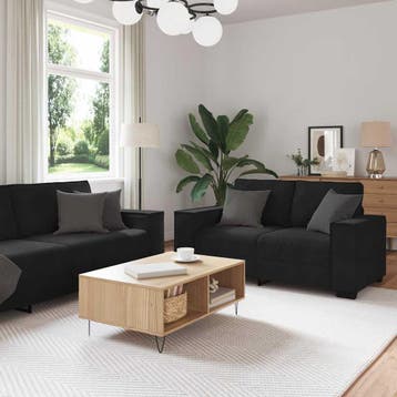 vidaXL 3-delige Loungeset met kussens fluweel zwart, Huis en Inrichting, Verzenden, Nieuw
