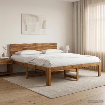 vidaXL Tweepersoonsbed met hoofdbord ROSTOCK Naturel 180 x, Verzenden