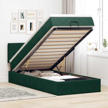 vidaXL Bed poef met matras en LEDs 90x200 cm fluweel, Verzenden