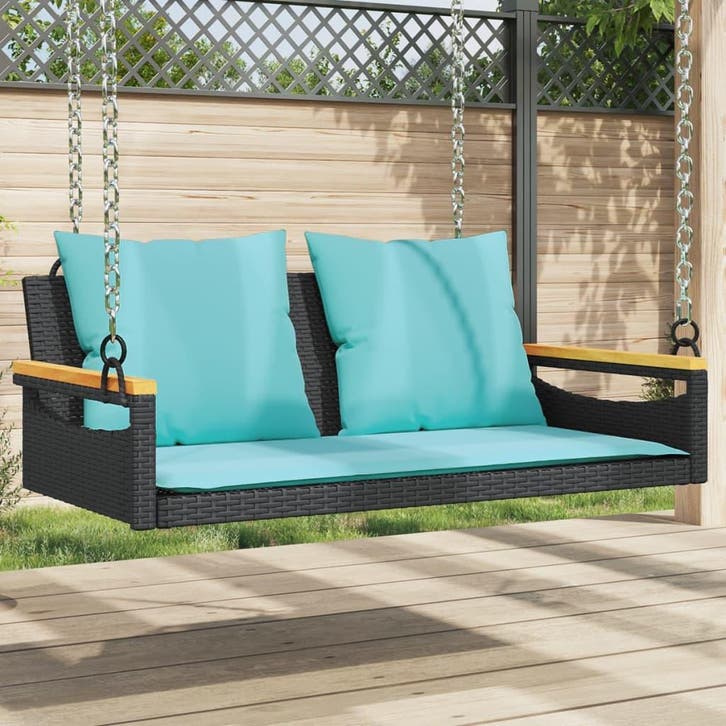 vidaXL Schommelbank met kussens 109x62x40 cm poly rattan, Tuin en Terras, Tuinsets en Loungesets, Nieuw, Verzenden