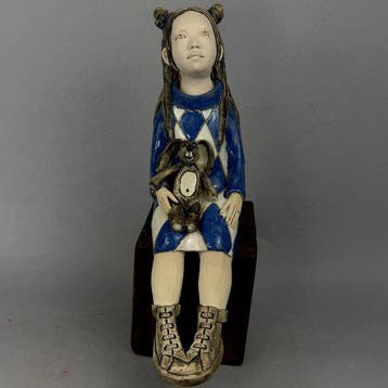 Ida - Girl with rabbit - hand made