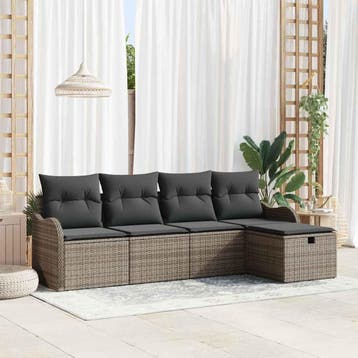 vidaXL Tuinbank Set 5 st Poly rattan, Verzenden