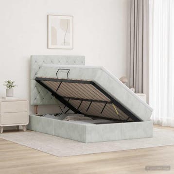 vidaXL Opslag bed met matras Lichtgrijs 120 x 200 cm Fluweel, Huis en Inrichting, Verzenden, Nieuw