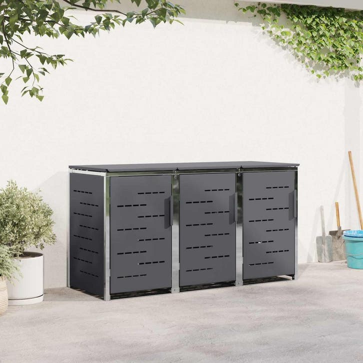vidaXL Containerombouw for 3 Bins 240L Roestvrij staal, Bricolage & Construction, Conteneurs, Envoi