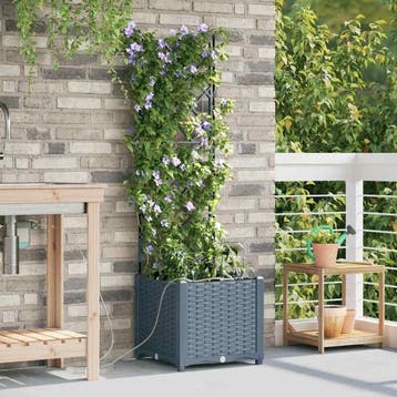 vidaXL Plantenbak 2 st Lichtgrijs 40 x 40 x 142 cm PP, Tuin en Terras, Verzenden, Nieuw