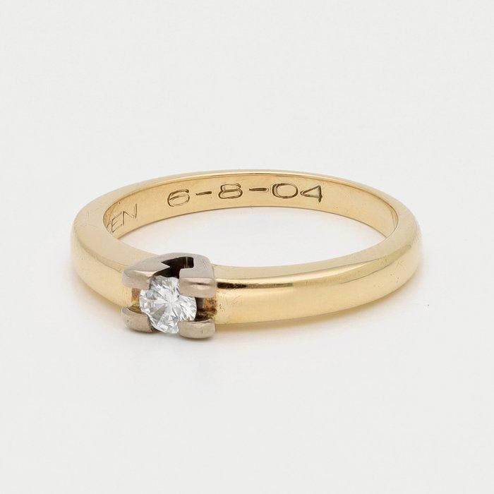 Ring - 18 karaat Geel goud Diamant (Natuurlijk), Bijoux, Sacs & Beauté, Bagues