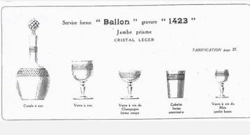 Baccarat - Service de boisson (5) - Gravure 1423 - Cristal