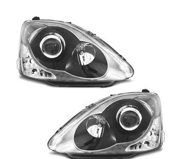 Phares Pour Honda Civic 01-06 Avec Projecteur Fond Noir, Verzenden