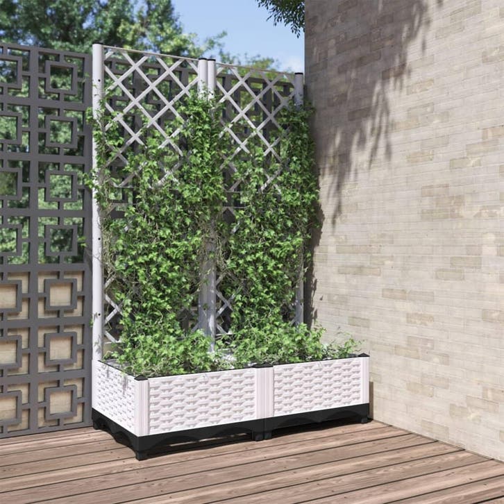 vidaXL Plantenbak met latwerk 80x40x121,5 cm polypropeen, Tuin en Terras, Bloempotten, Nieuw, Verzenden