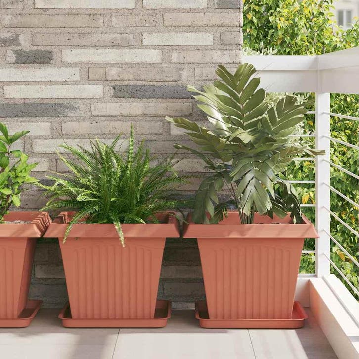 vidaXL Vierkante Bloempot 24 pcs Baksteenrood 43 x 43 x 33,5, Tuin en Terras, Bloempotten, Nieuw, Verzenden