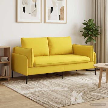 vidaXL 2-Zits Sofa Licht Geel 188 x 81 x 89 cm Stof, Huis en Inrichting, Verzenden, Nieuw