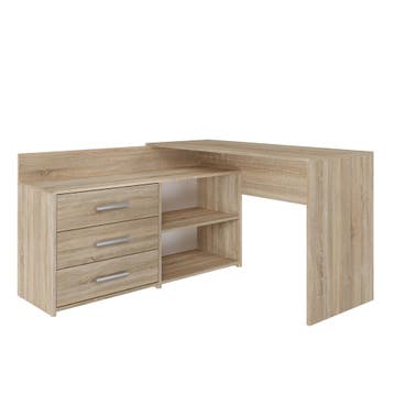 Hoekbureau licht eiken met ladekast (Kantoor), Huis en Inrichting, Verzenden, Nieuw